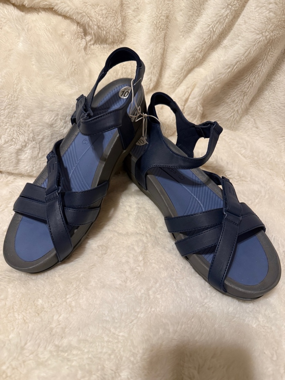 BareTraps Navy and Gray Strappy Comfort Sandals
